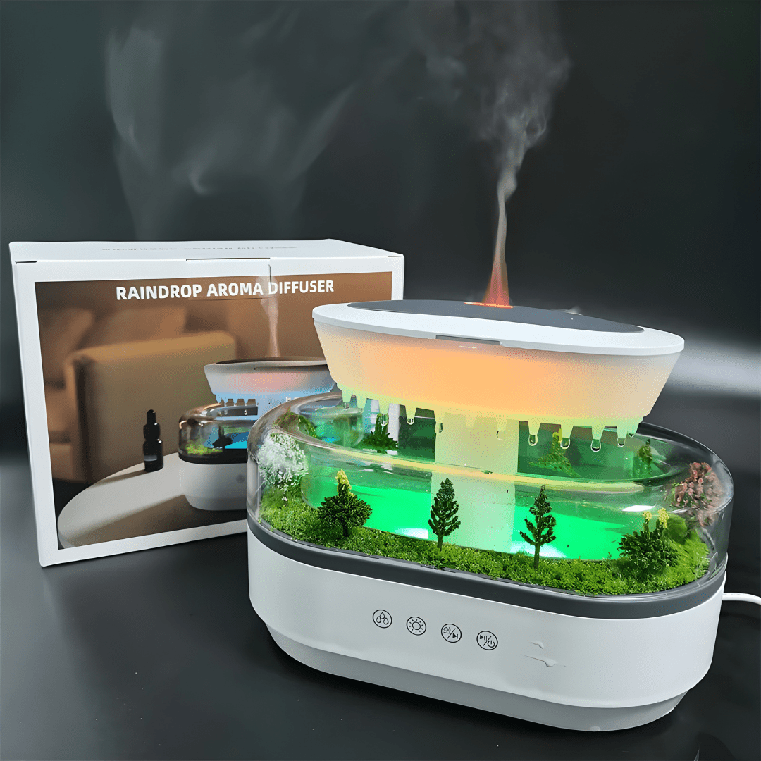 Rain cloud humidifier with LED light and aroma diffuser for Beirut homes