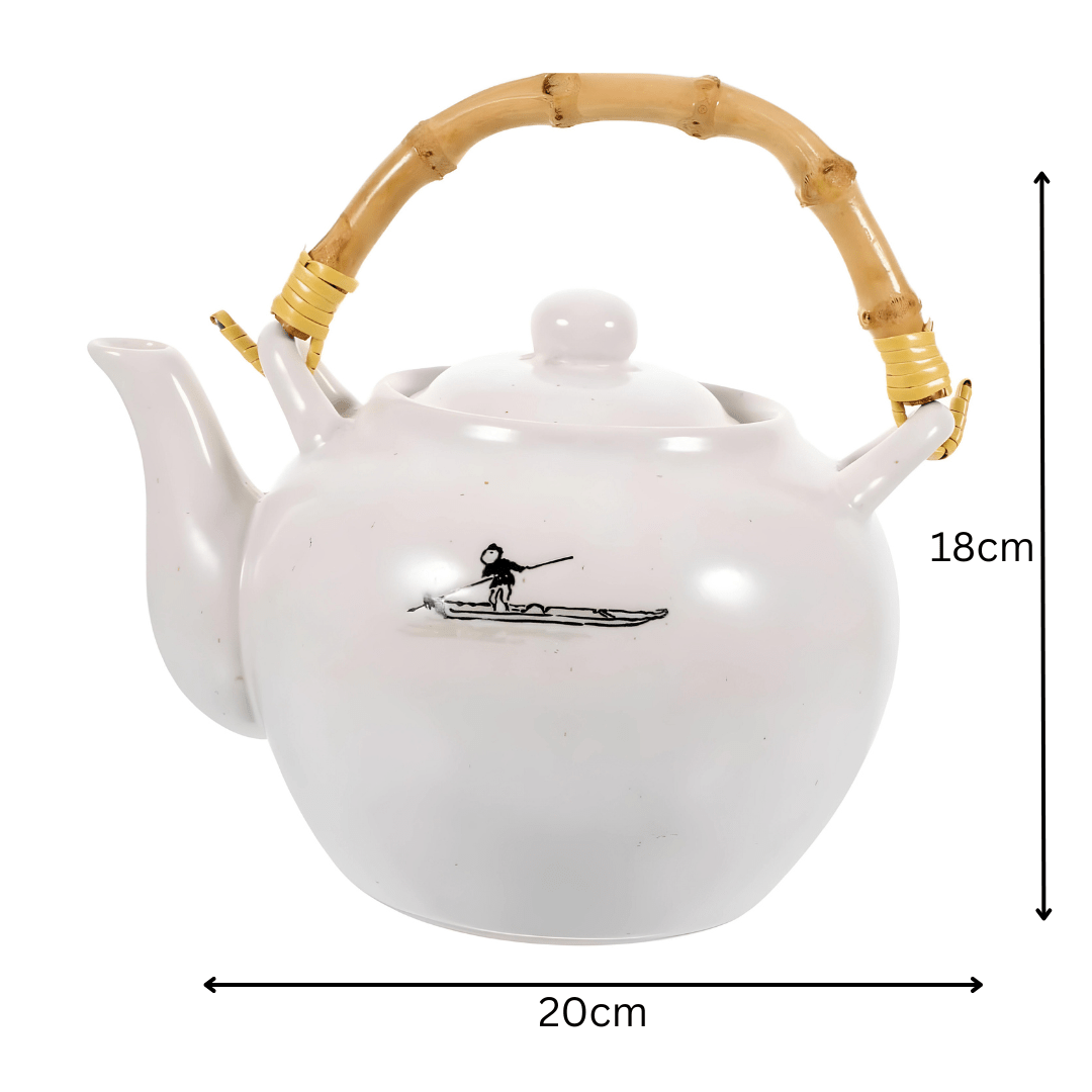 Ceramic Tea Pot Set 800ML White & Blue