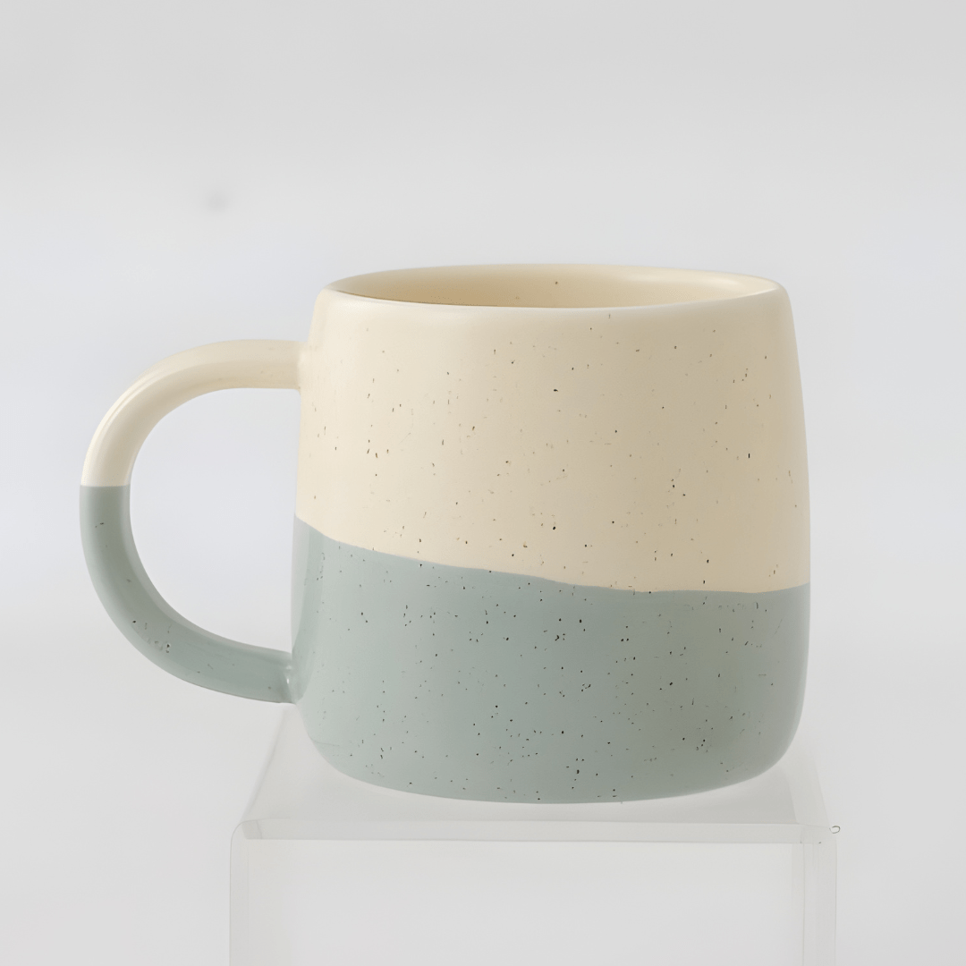 Speckled Ceramic Coffee Mug 400ML Beige and Green