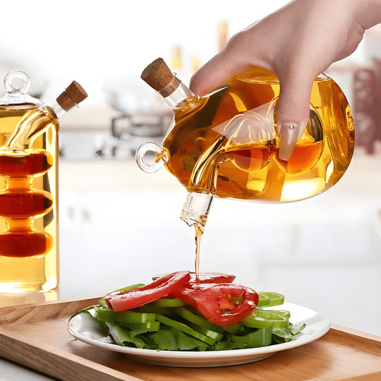 Dual glass oil and vinegar dispenser bottle with corks – 350ml – available in Beirut Lebanon