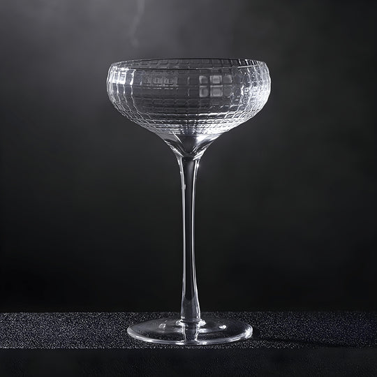 Elegant 184ml crystal coupe glass with textured bowl and long stem, ideal for wine and cocktails in Beirut Lebanon