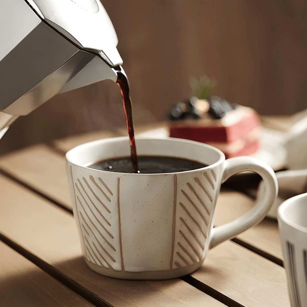 Handmade crude pottery mug 360ml with rustic porcelain finish – ideal for hot drinks in Beirut Lebanon