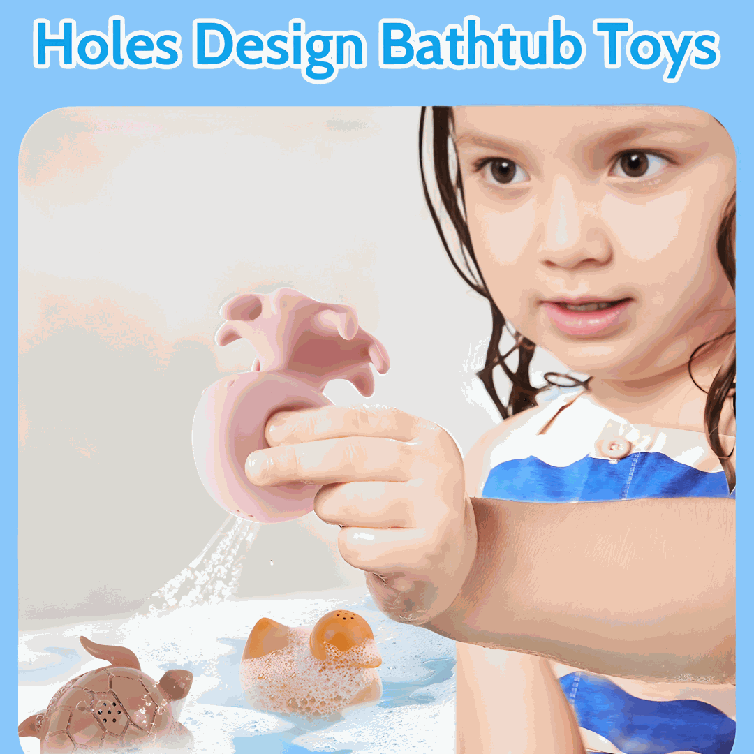 Premium Silicone Animal Bath Toy Set