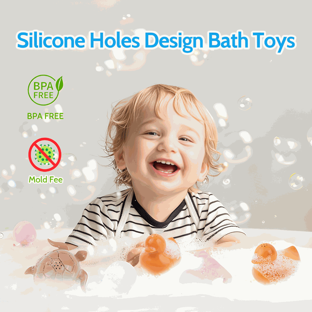 Premium Silicone Animal Bath Toy Set