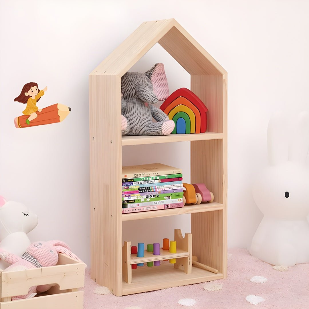 Eco-Friendly Wooden Kids Bookcase and toys Organizer