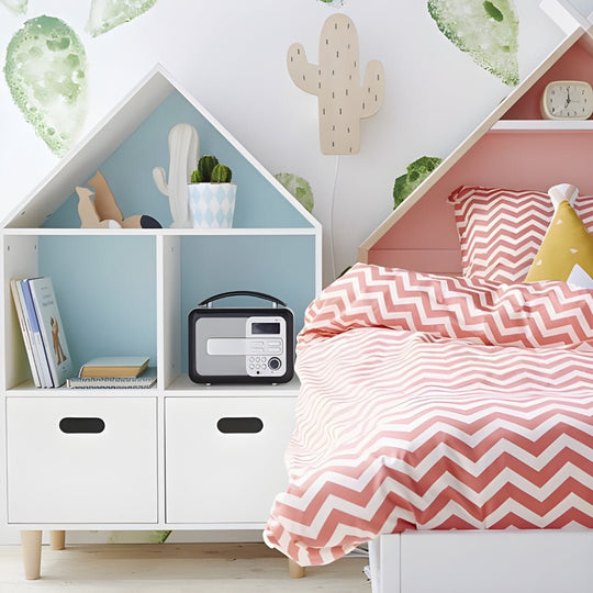 Moderne boekenkast met opbergruimte voor kinderen