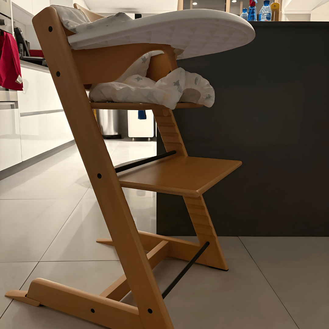 Beech Wood Adjustable Baby High Chair With Full Accessories
