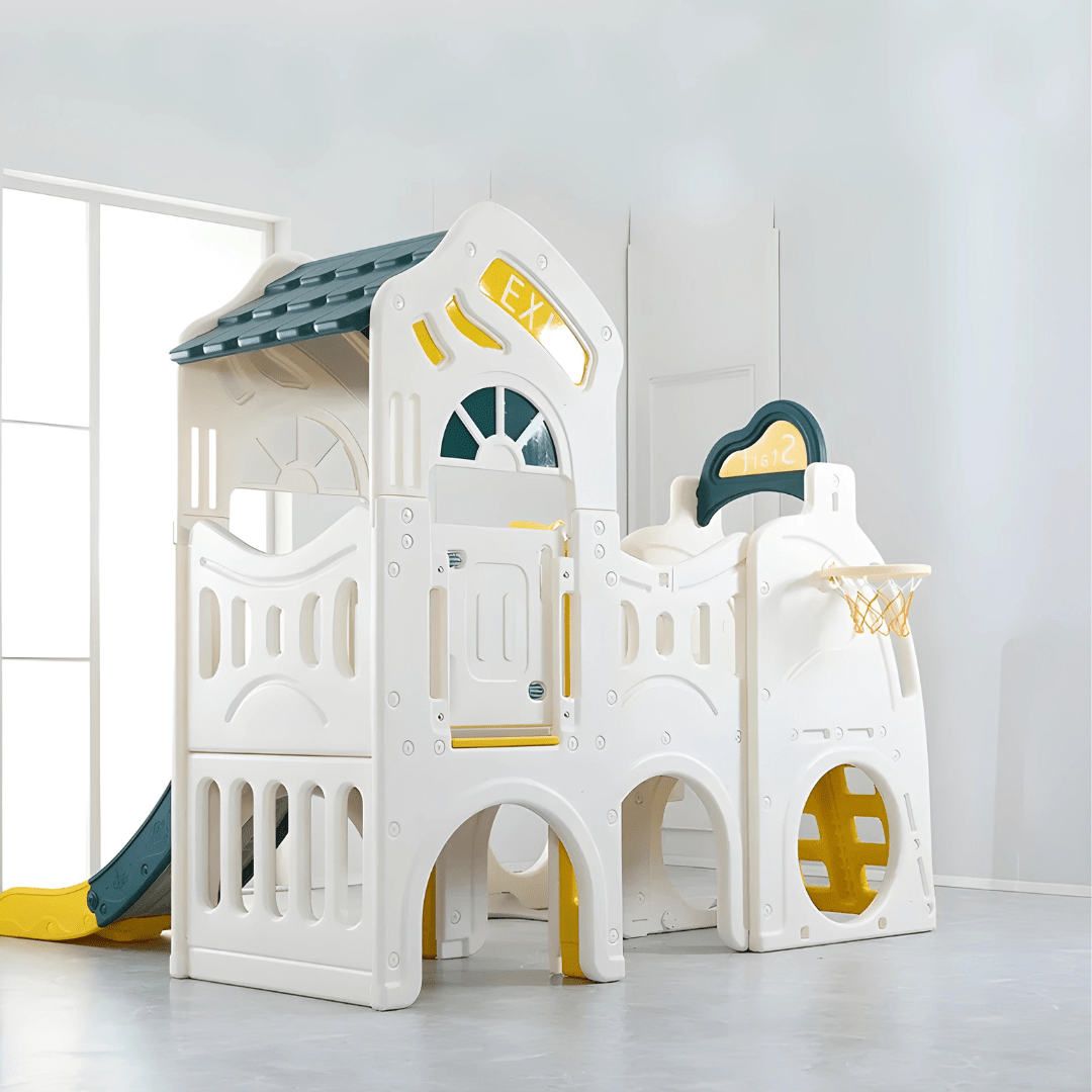 Double Slide With One Swing Playhouse Set