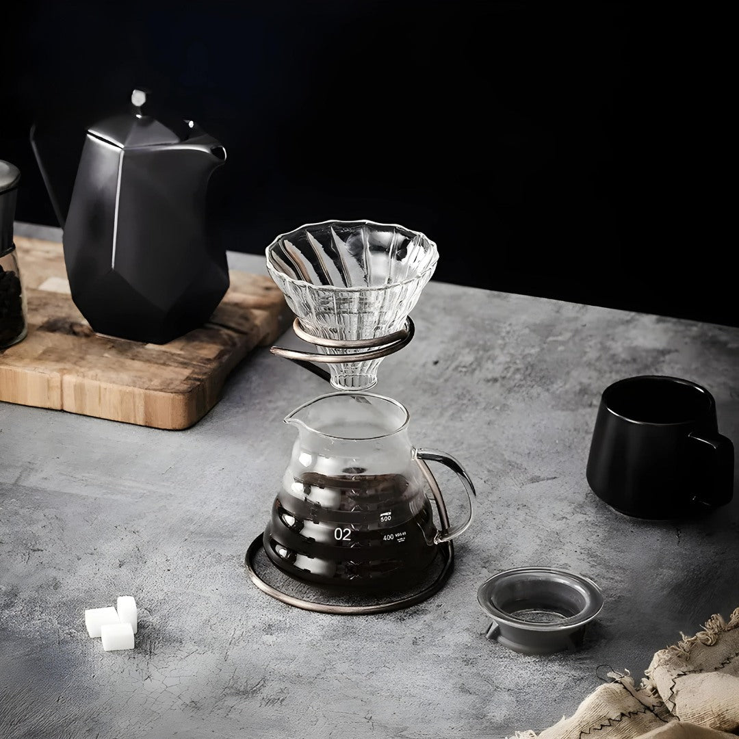 Glass Coffee Pot 500ml with Stainless Steel Stand