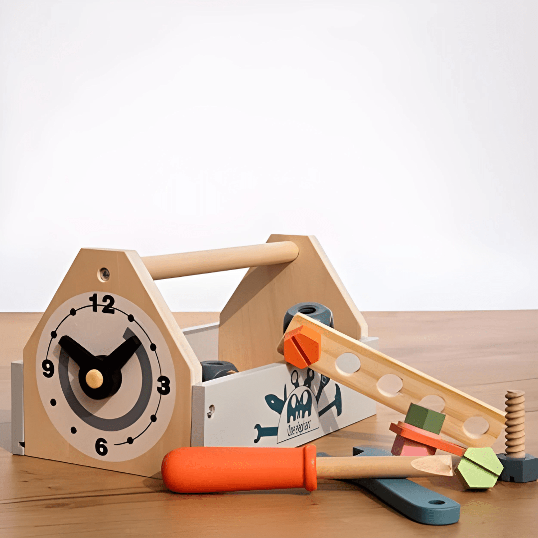 Kids Early Educational Learning Wooden Repair Kit Tool Box Toy