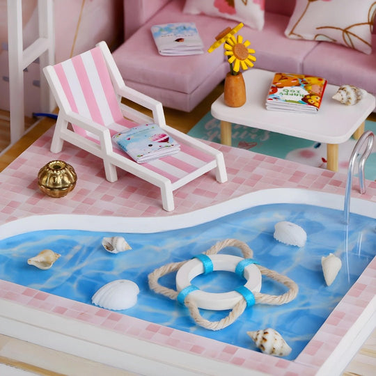 Eerste liefde DIY miniatuur meubels houten huis met led-licht voor meisjes