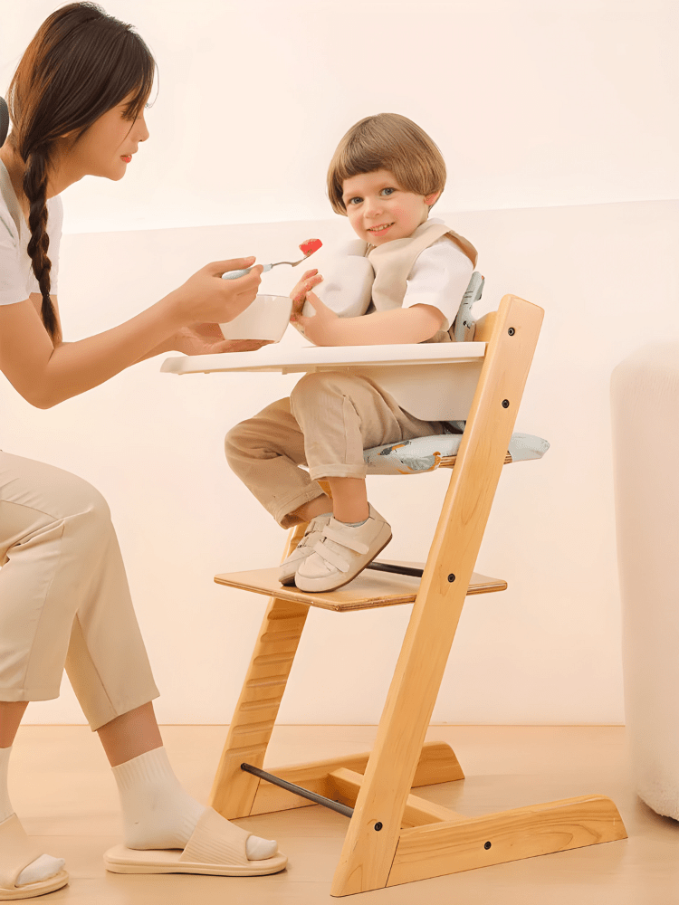Beech Wood Adjustable Baby High Chair With Full Accessories