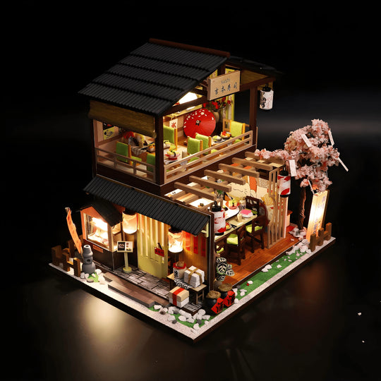 DIY Japanese miniature sushi house kit with LED light – handmade dollhouse set for collectors and gift lovers in Beirut Lebanon