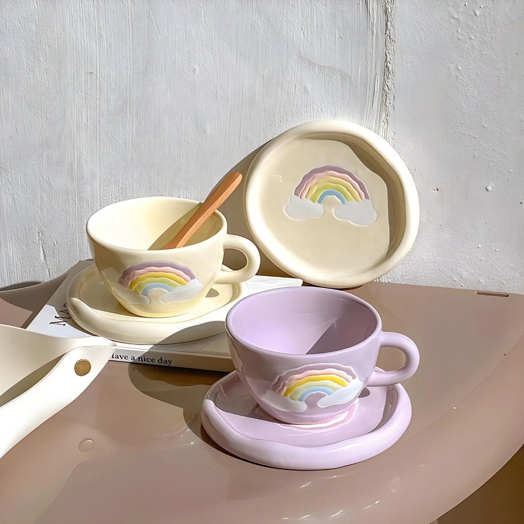 Hand-painted rainbow ceramic coffee mug 250ml – colorful and stylish mug in Lebanon