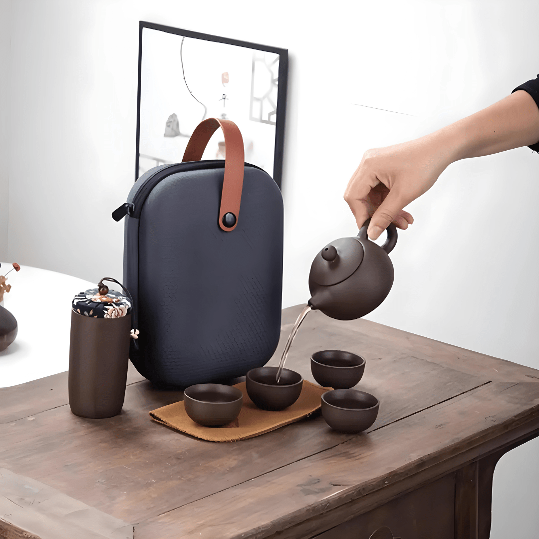 Portable travel tea set with teapot, cups & carrying case – Beirut Lebanon