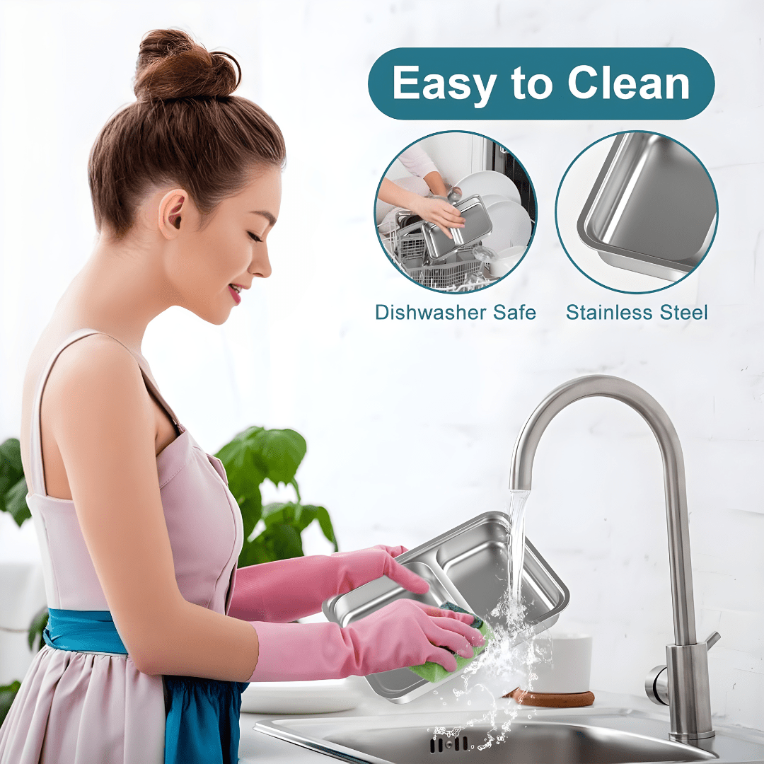 Amazon Basic elektrische lunchbox voor volwassenen, 1,1 liter verwijderbare container van roestvrij staal 304, vork en lepel