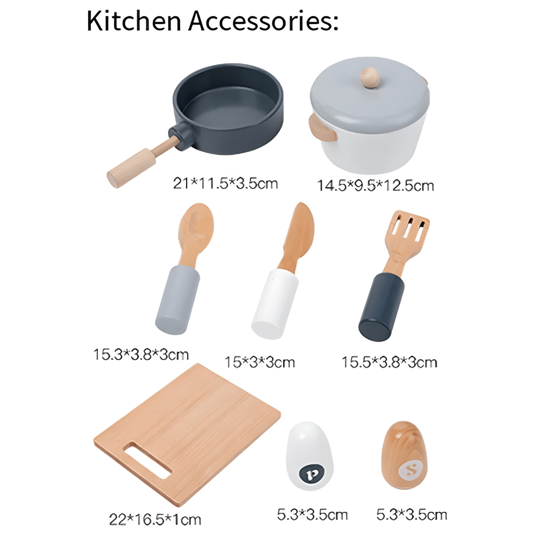 مجموعة ألعاب مطبخ خشبية للأولاد والبنات من عمر 3 إلى 6 سنوات