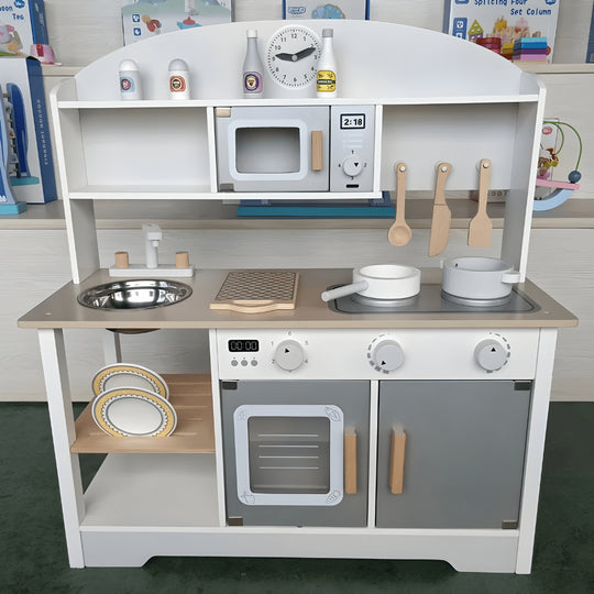Premium Wooden Kids Kitchen Set – Pretend Play with Realistic Accessories