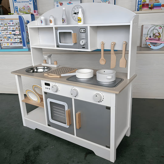 Premium Wooden Kids Kitchen Set – Pretend Play with Realistic Accessories
