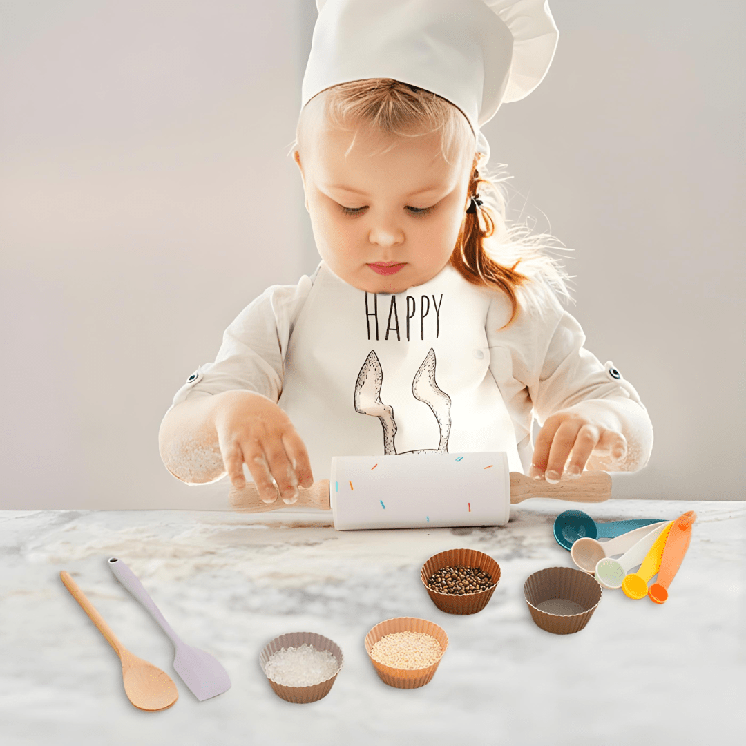Kids 11-piece cooking set with wood & silicone tools – safe for age 3+ in Beirut
