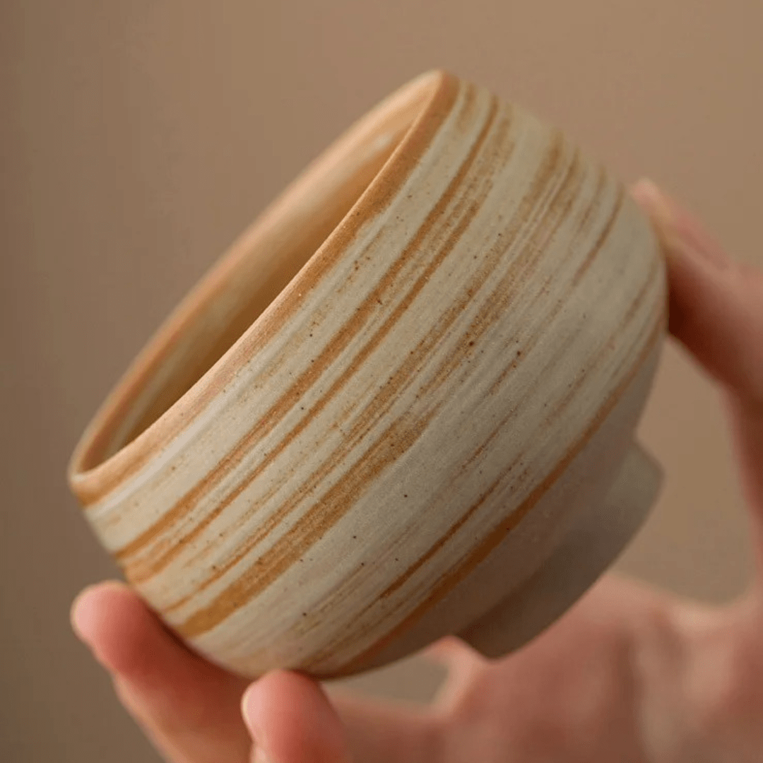 Retro Handmade Stoneware Cup Set – 7-Piece Afternoon Tea Collection