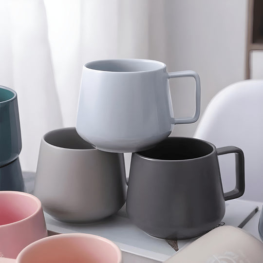 Modern matte ceramic mug 320ml – pink, grey, beige – coffee tea cup available in Beirut Lebanon