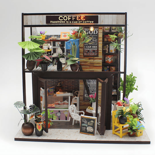 DIY Miniature Coffee House – LED, Music & Dust Cover