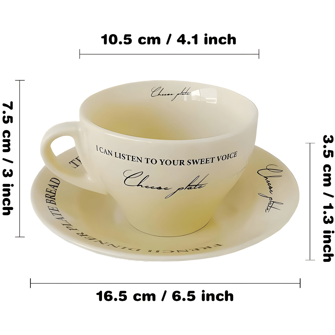 Elegant 280ML Ceramic Mug with Large Saucer – Premium Design