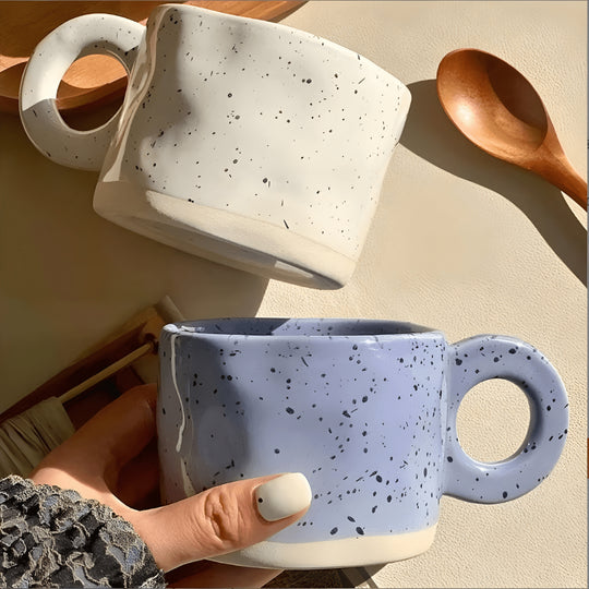 كوب قهوة بتصميم ريترو منقط إبداعي سعة 300 مل