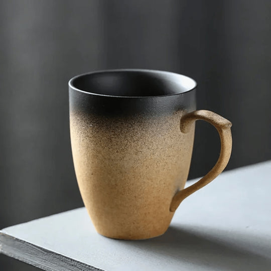 Handmade 320ml porcelain mug with gradient matte finish, available in multiple colors, perfect for coffee or tea