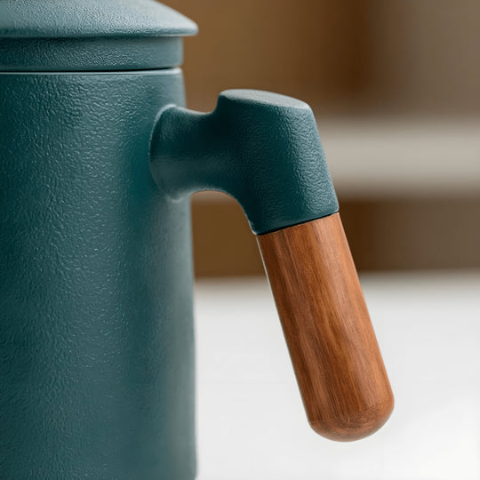 400ml Premium Porcelain Mug with Wooden Handle and Ceramic Infuser – Perfect for Coffee and Tea Lovers in Lebanon