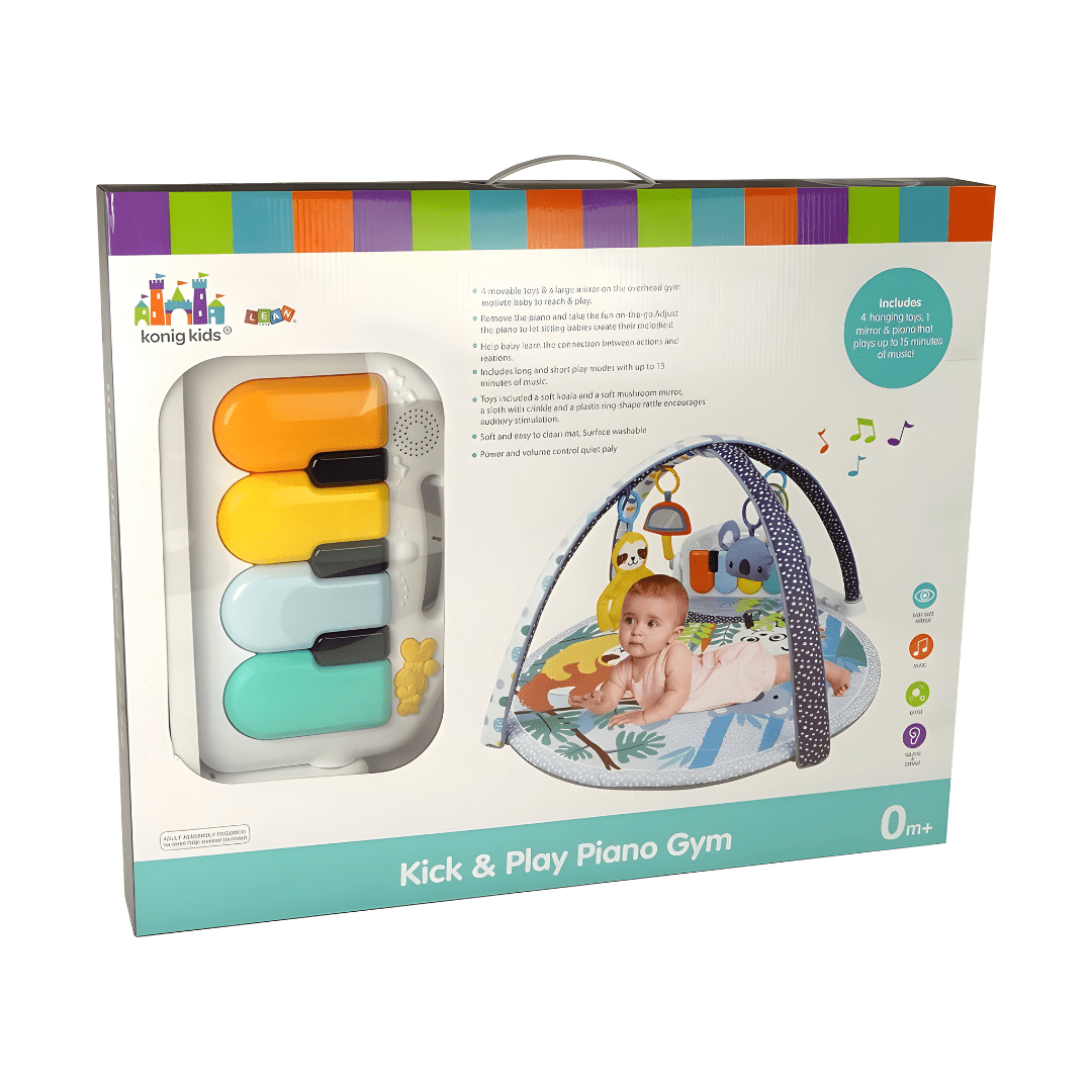 Eco-friendly Kick & Play Piano Gym 0–36 months – colorful baby play mat with piano and toys