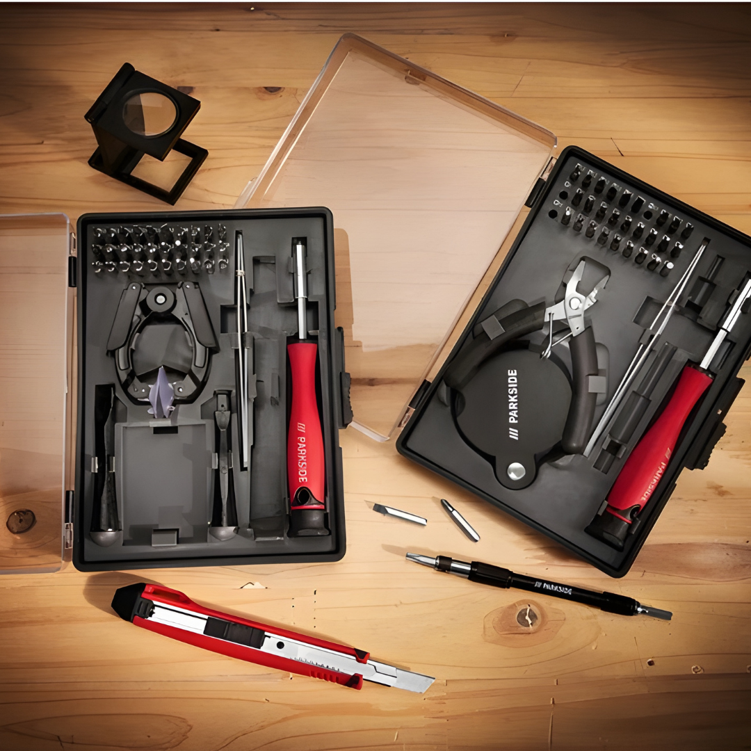 Parkside precision tool kit with storage case – ideal for electronics and small repairs