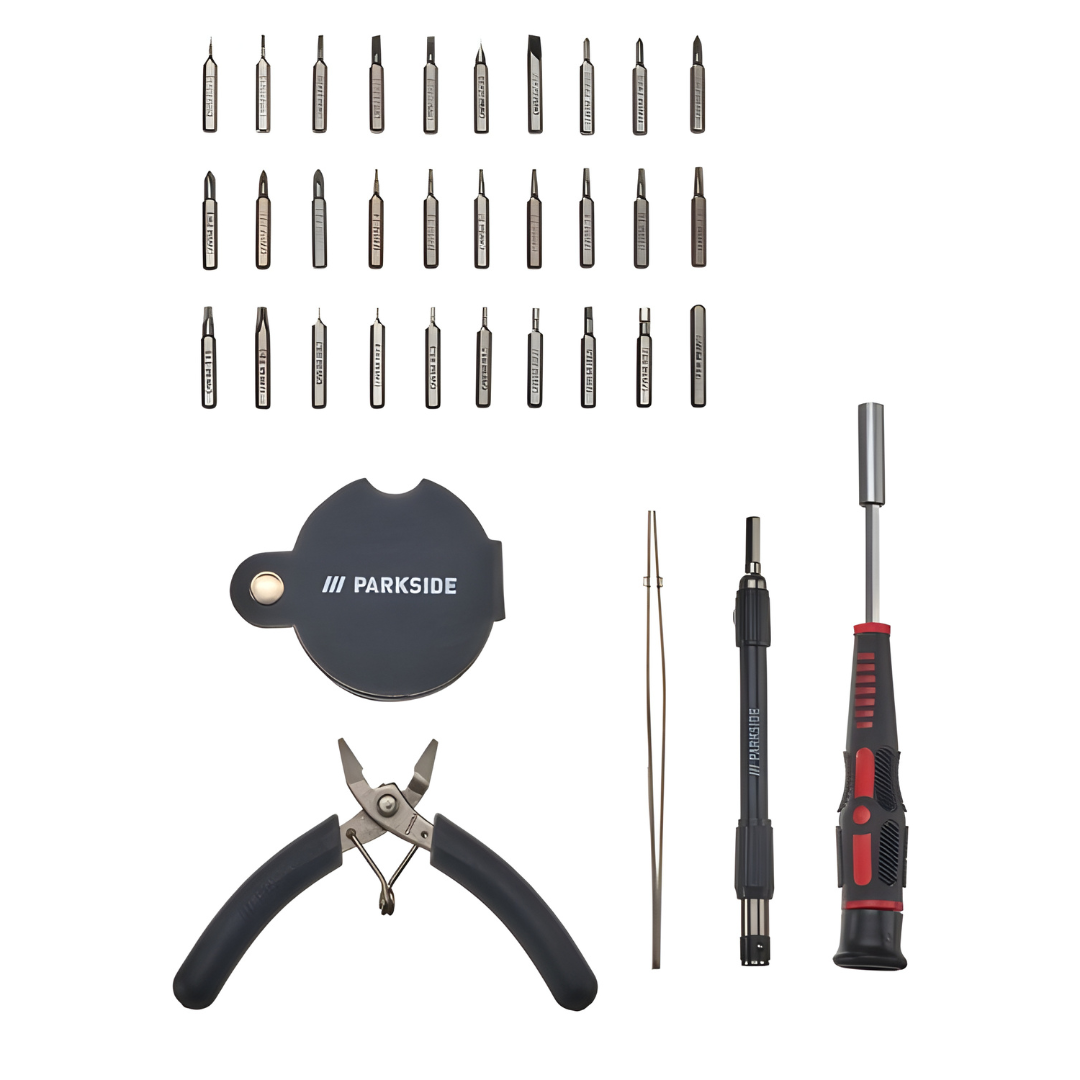 Parkside 35-piece precision mechanics tool set with magnetic screwdriver and accessories