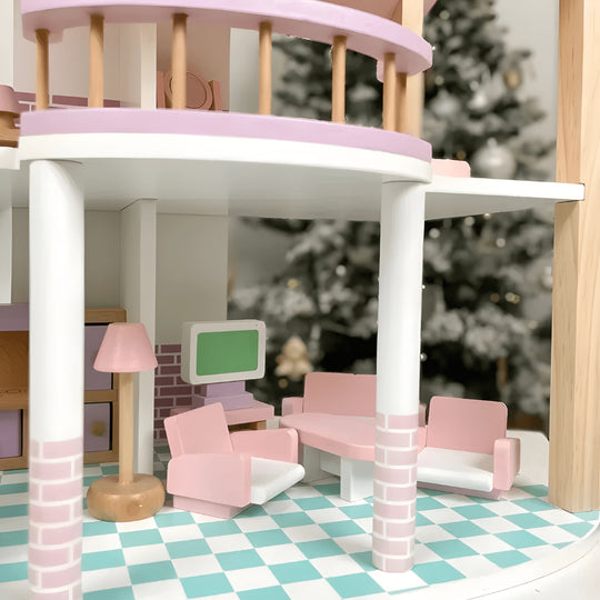 Children’s wooden dollhouse with full furniture and accessories – Beirut