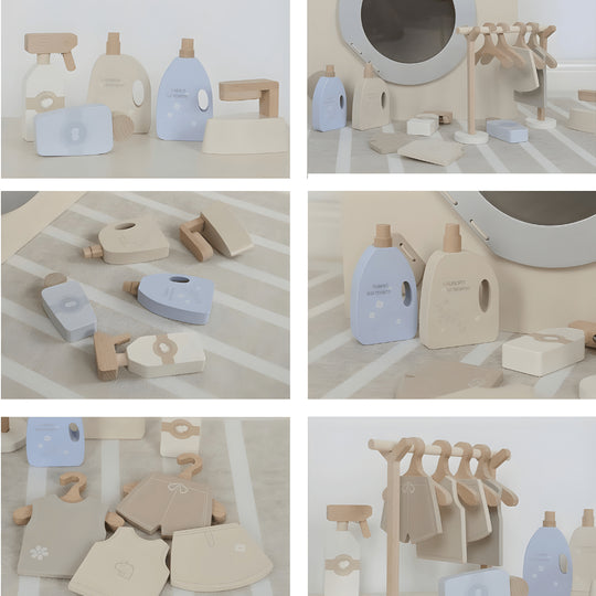 Hoogwaardige houten wasmachine met accessoires 38 × 45 × 25 cm