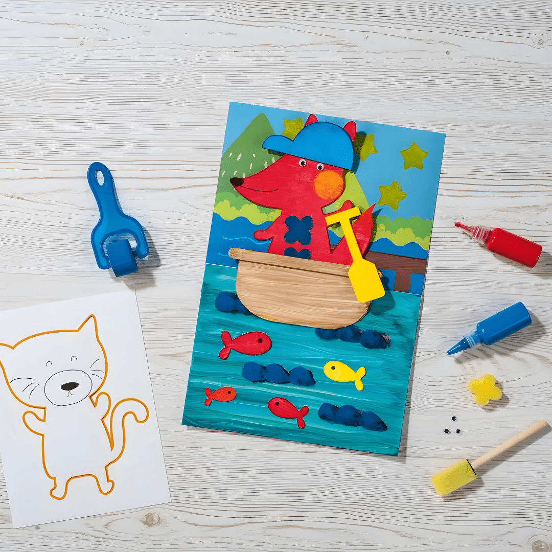 Crelando sponge painting set 31 pieces for kids with sponges rollers and paints — creative art kit for children in Beirut Lebanon.