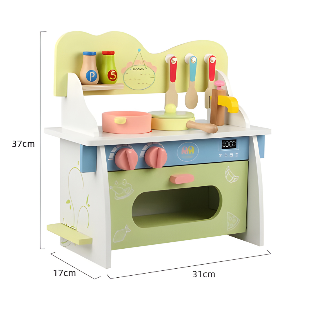 Kids Wooden Kitchen Set – Pretend Play Toy with Pot, Pan & Utensils