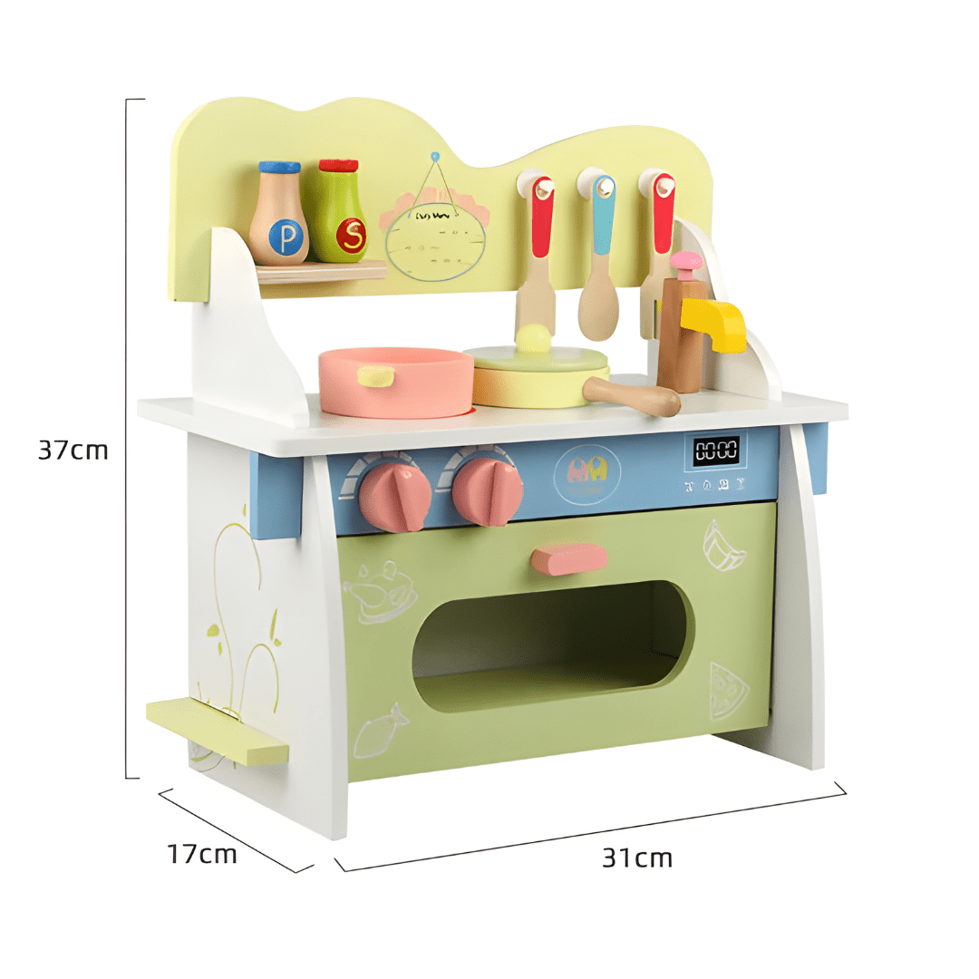 Kids Wooden Kitchen Set – Pretend Play Toy with Pot, Pan & Utensils