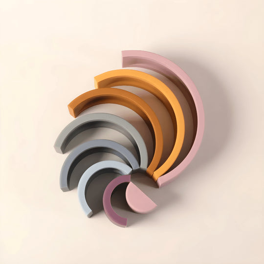 BPA-free silicone baby rainbow stacking toy for toddlers and teething