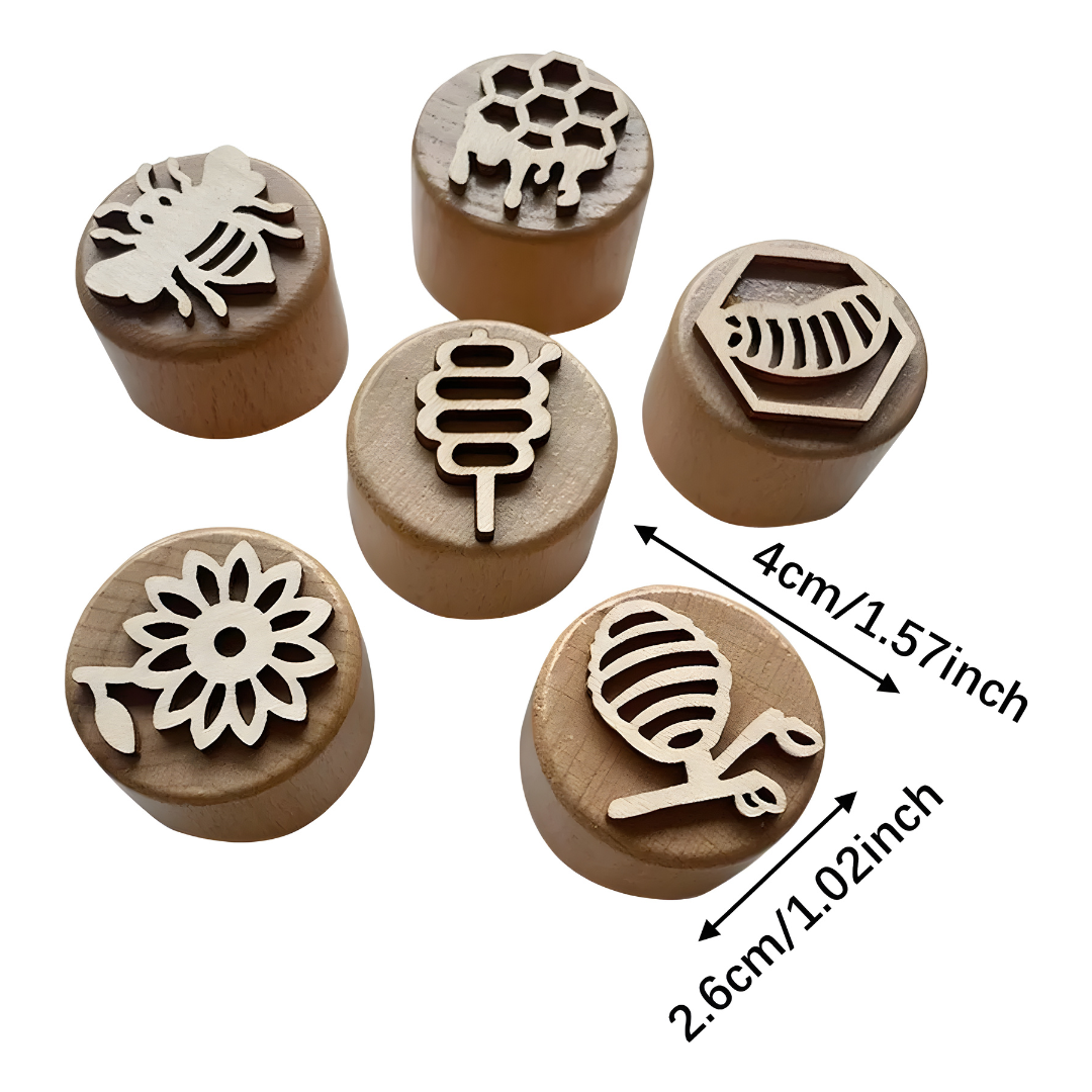 Wooden Stamp Blocks Set (6pcs) – Kids Craft & Clay Stamps