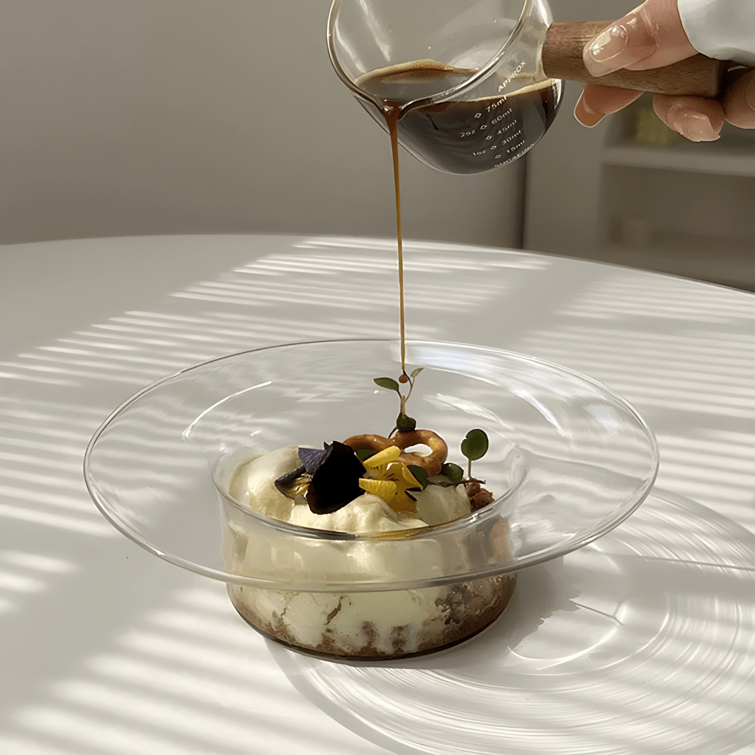 Elegant 250ml clear glass bowl with cap-shaped design, ideal for serving dessert, salad, or breakfast – available in Beirut, Lebanon