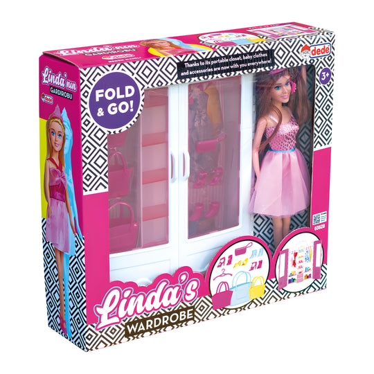 Linda’s "Fold & Go" Fashion Closet – 28pc Playset with Doll