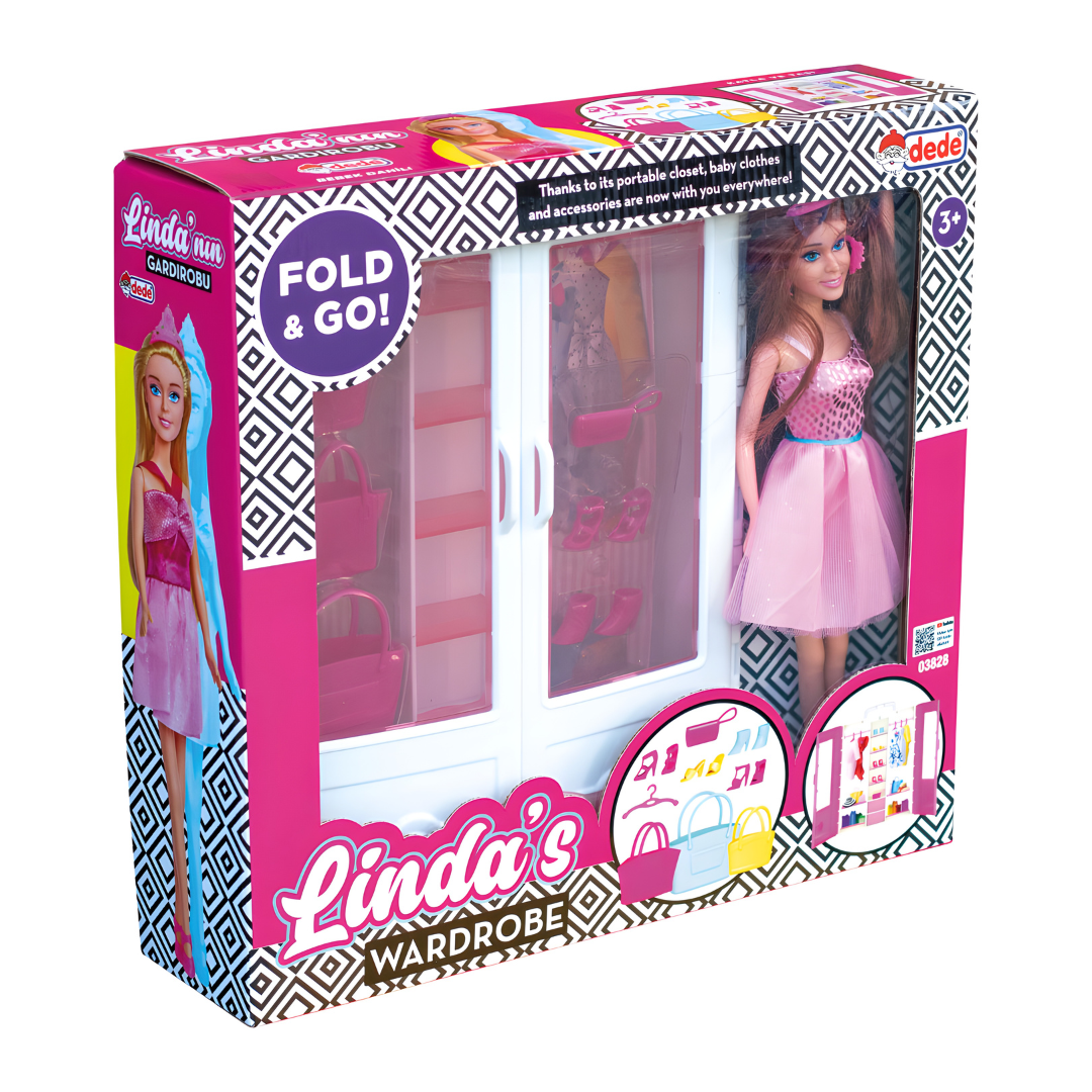 Linda’s "Fold & Go" Fashion Closet – 28pc Playset with Doll