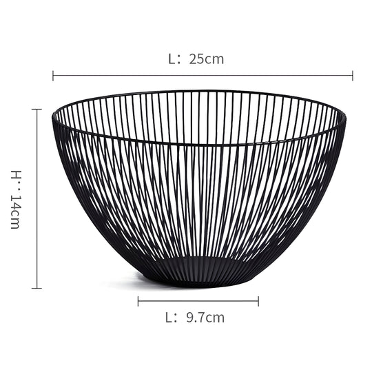 Black metal mesh fruit basket with modern design – kitchen and home decor