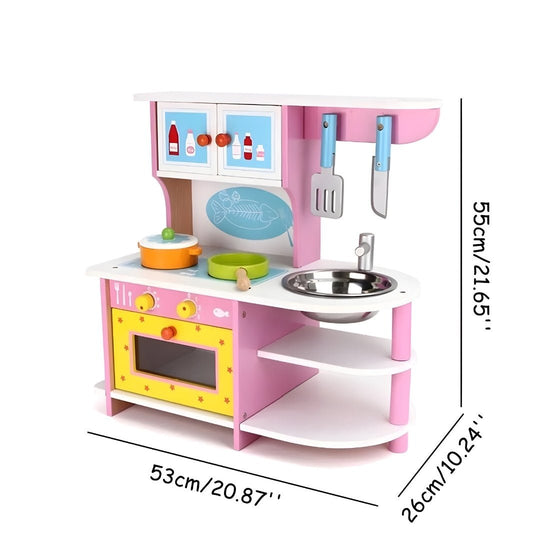 Montessori wooden kids kitchen play set with utensils