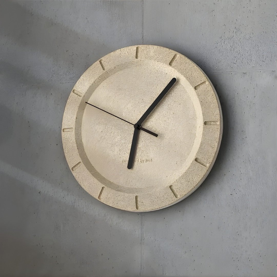 Premium 30 cm Vermiculite wall clock with elegant minimalist design, 0.75 kg lightweight eco-friendly material, silent quartz movement, ideal for modern home or office décor in Beirut, Lebanon.