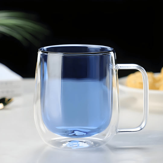 350 ml gekleurd dubbelwandig isolatieglas met handvat