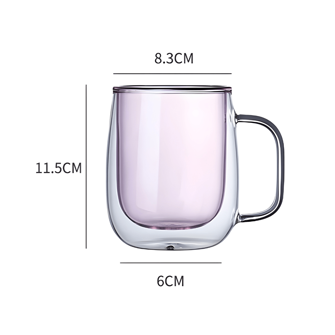 350 ml gekleurd dubbelwandig isolatieglas met handvat