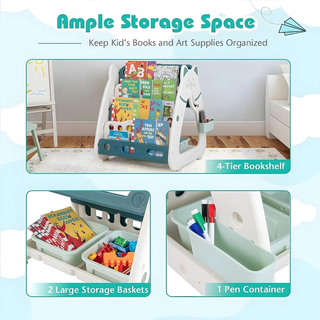 Multifunctioneel magnetisch tekenbord met boekenplank, stoel en accessoires